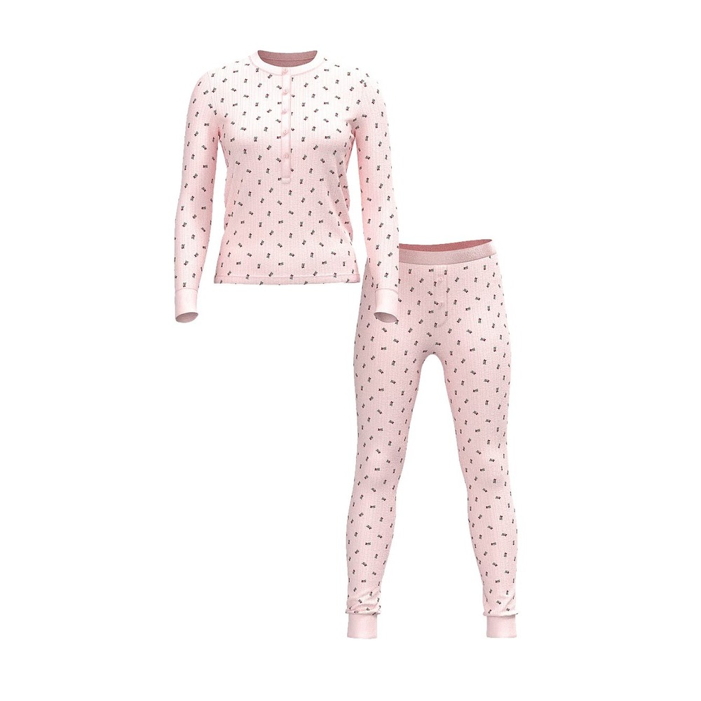 Victorias Secret Pointelle Henley Long Pajama Set 2 Piece Size M New With Tags